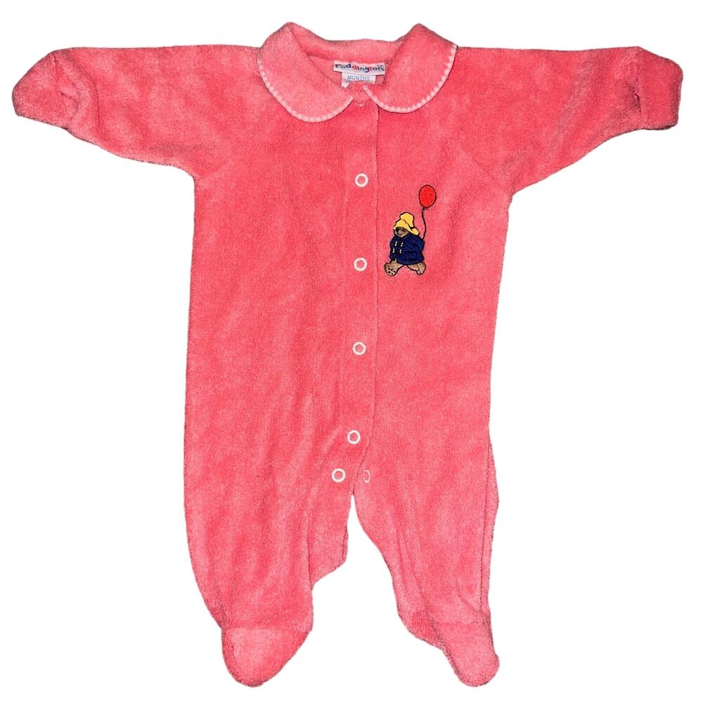 Vintage Paddington Pink Terry sleeper baby one piece size newborn 0-12 lbs.